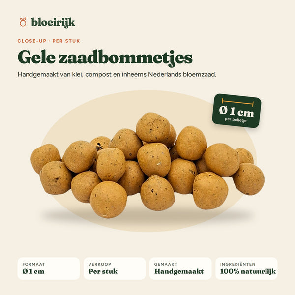 Close-up gele zaadbommetjes, Ø 1 cm