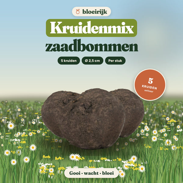 Zaadbommen Kruidenmix van bloeirijk in een bloemenweide