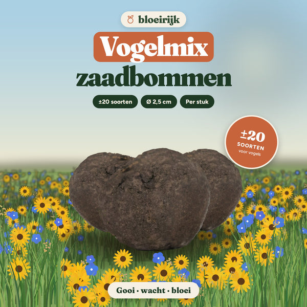 Zaadbommen Vogelmix van bloeirijk in een bloemenweide
