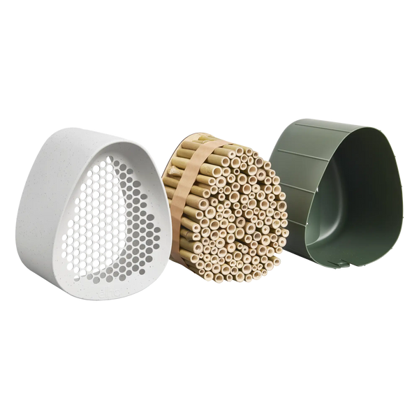 Essential bijenhotel fibrous grey – insectenhotel voor solitaire bijen | Duurzaam gerecycled kunststof & weerbestendig