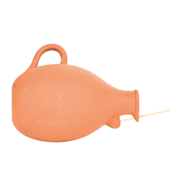 Terracotta tits and sparrows bird pot