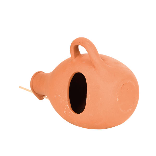 Terracotta tits and sparrows bird pot