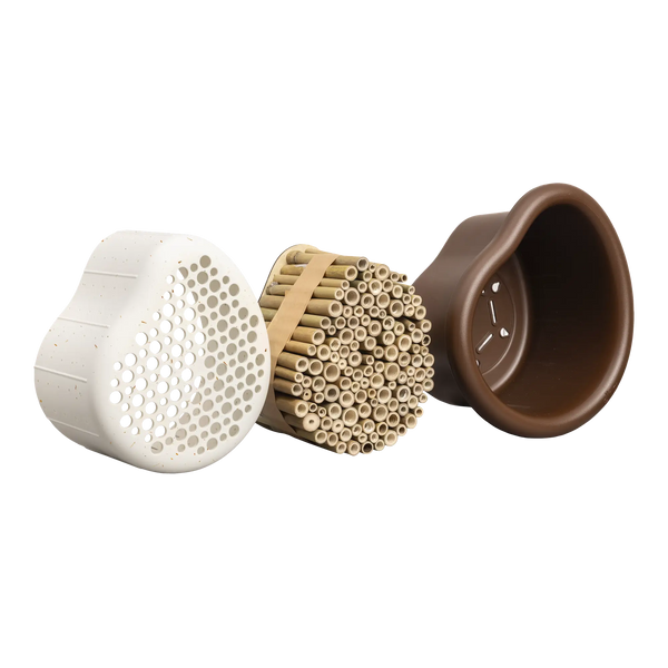 Organic bijenhotel kastanje bruin – insectenhotel voor solitaire bijen | Duurzaam gerecycled kunststof & weerbestendig