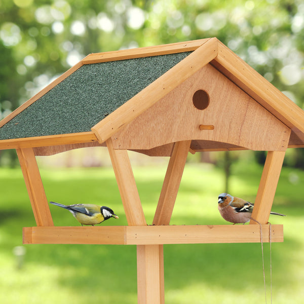 Vogelvoederhuisje op voet XXL – hout met beschermend dak | Relaxdays