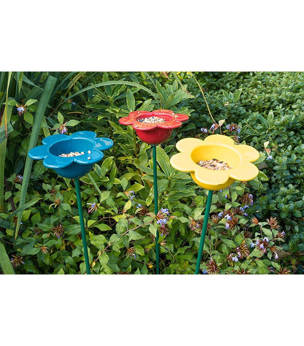 Mangeoire à oiseaux sur pique de jardin en forme de fleur, jaune | Petal Feeder Wildlifeworld