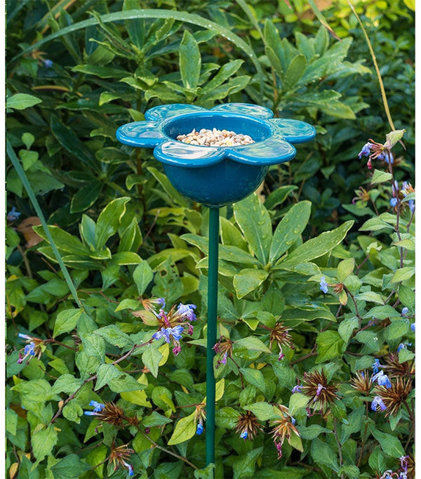 Vogelvoeder op tuinsteker in bloemvorm, blauw | Petal Feeder Wildlifeworld