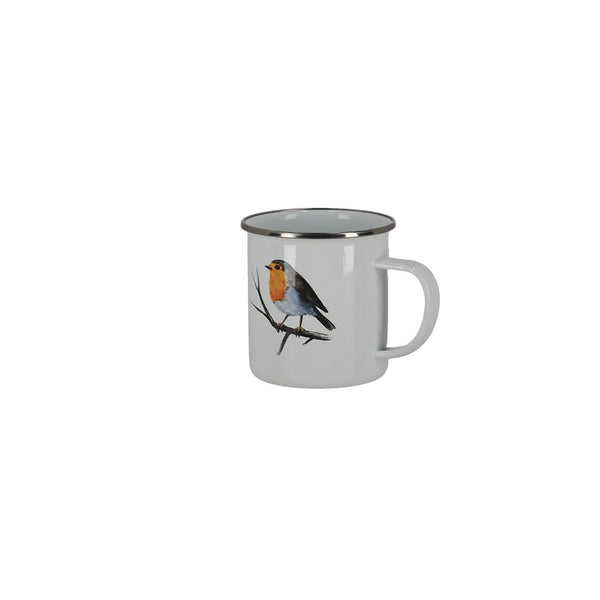 Emaille mok aquarel vogel – design 4, aanzicht 2