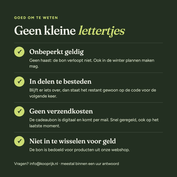 Goed om te weten over de Tuinrijk cadeaubon