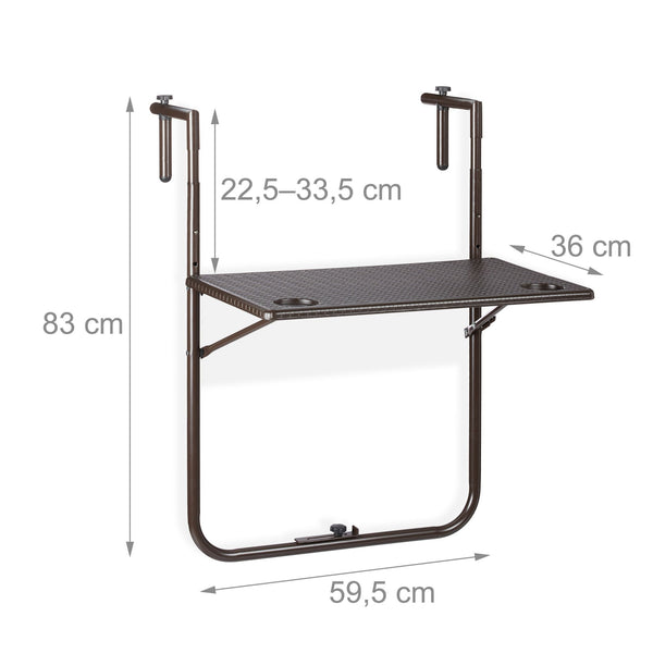 Balkontafel verstelbaar bruin