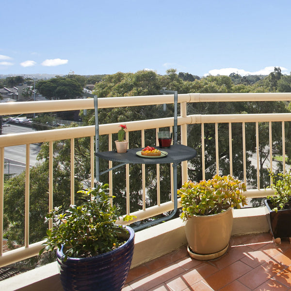 Gray hanging table balcony foldable