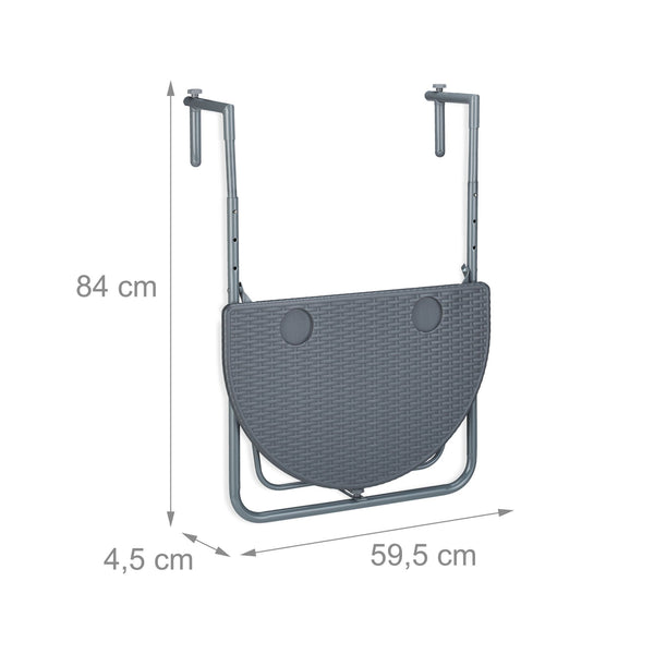 Gray hanging table balcony foldable