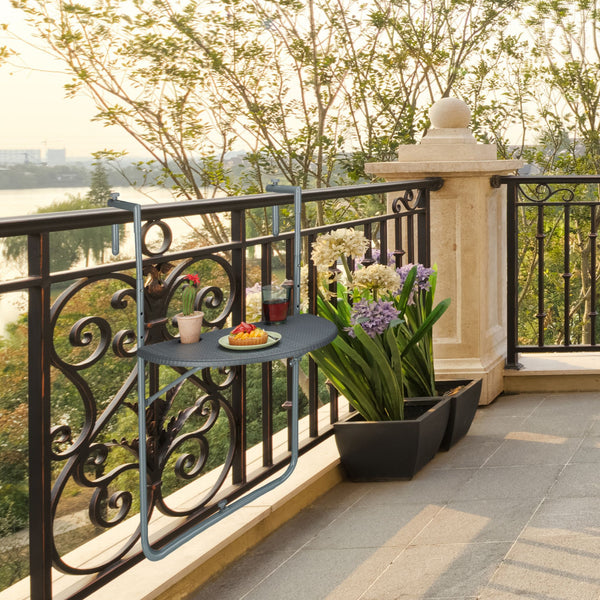 Gray hanging table balcony foldable