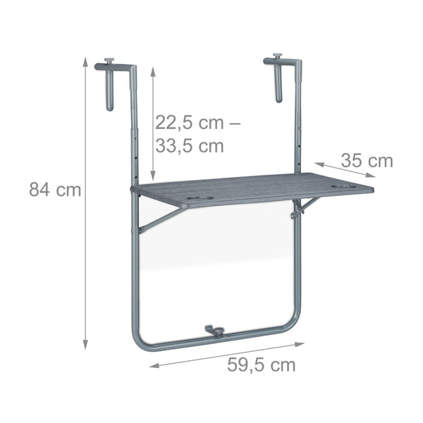 Gray hanging table balcony foldable