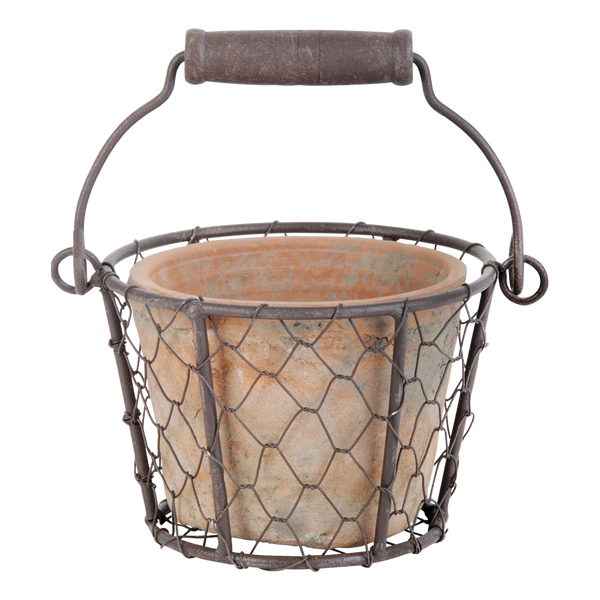 pot in draadmand/handvat