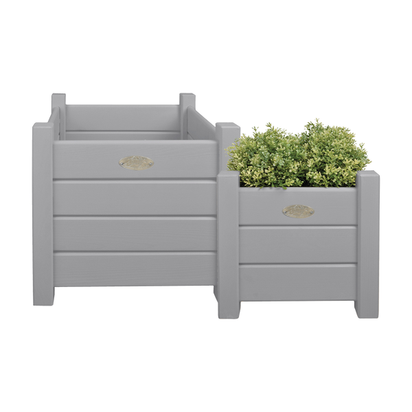 Plantenbak vierkant grijs set S/L