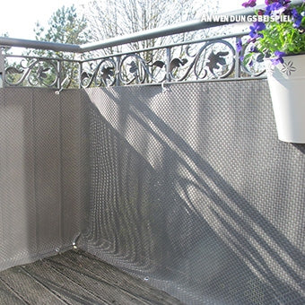 Balkondoek geweven kunststof titanium grijs 300x90