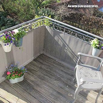 Balkondoek geweven kunststof titanium grijs 300x90