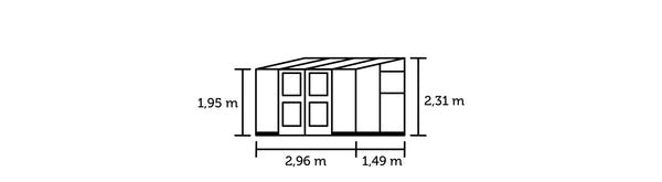 Muurkas Veranda 4,4 antraciet 3 mm veiligheidsglas + 10 mm polycarbonaat