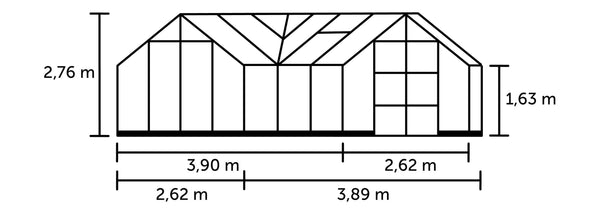 Tuinkamer Garden Room 12,9 zwart 3 mm veiligheidsglas