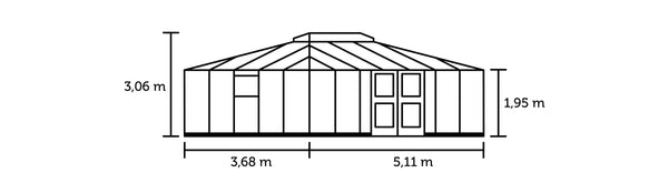Tuinkamer Grand Oase 13,0 antraciet 3 mm veiligheidsglas