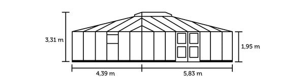 Tuinkamer Grand Oase 25,6 antraciet 3 mm veiligheidsglas