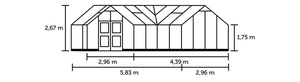 Tuinkamer Orangeri 21,5 antraciet 3 mm veiligheidsglas