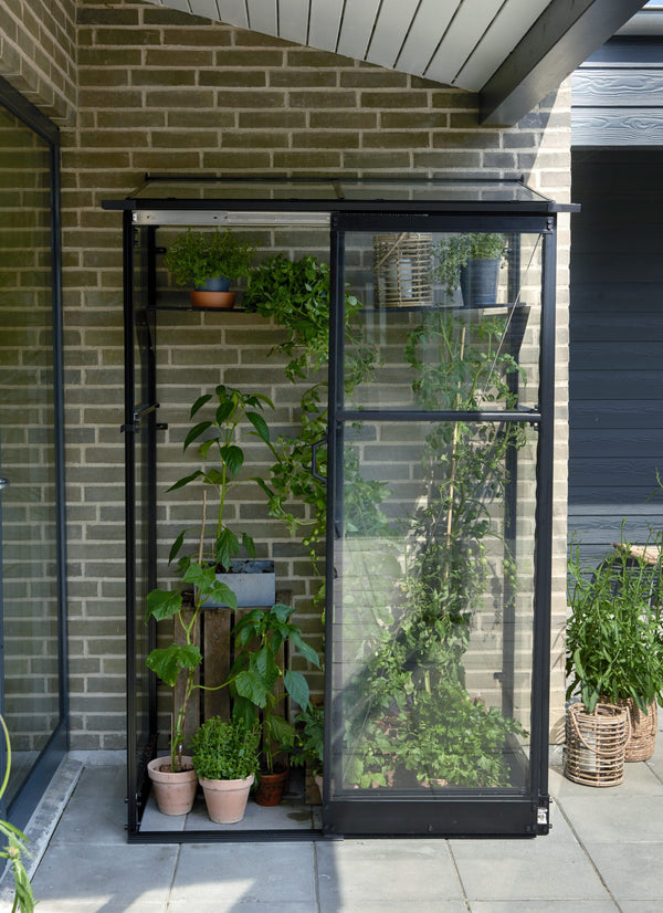 Muurkas Qube Lean-to 24 zwart 3 mm veiligheidsglas