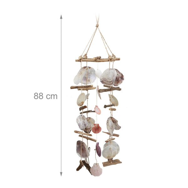 Treibholz-Windspiel mit Muscheln