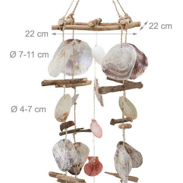 Treibholz-Windspiel mit Muscheln