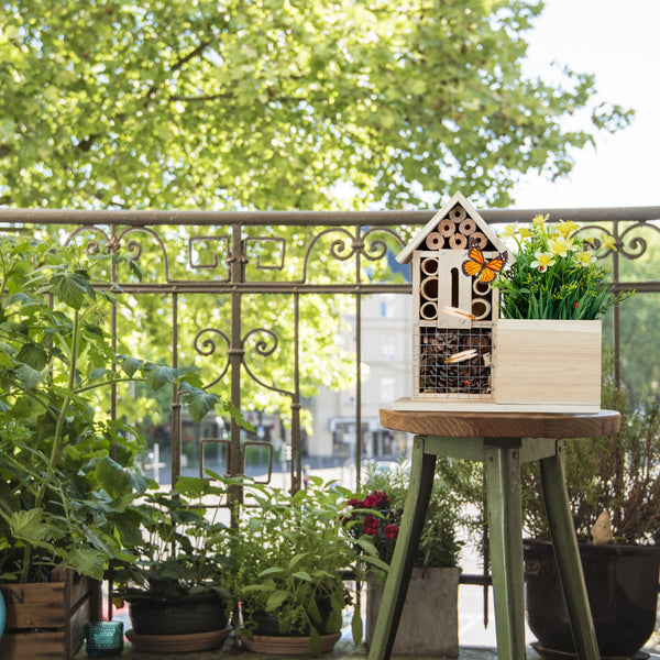 Insectenhotel en bloembak hout