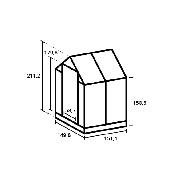 Royal Well Tuinkas Anne I – kleur ‘Zwart RAL 9005’ met 3mm veiligheidsglas (inclusief fundament)