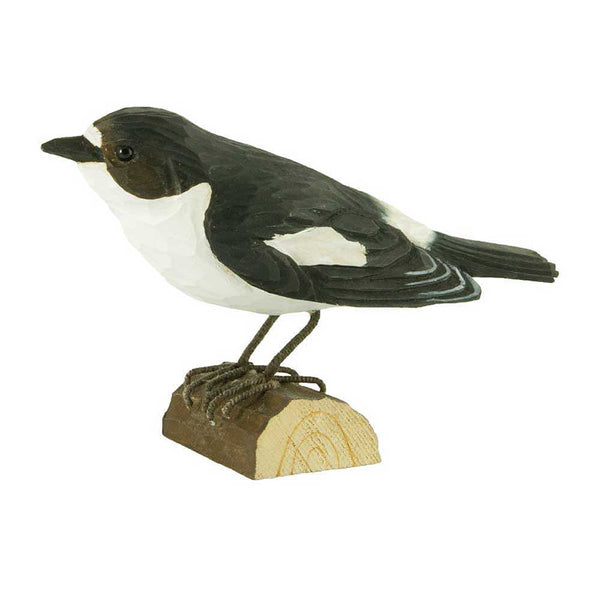 Vogel-Figur Trauerschnäpper – Handgeschnitzter Deko-Vogel aus Holz | DecoBird Wildlife Garden