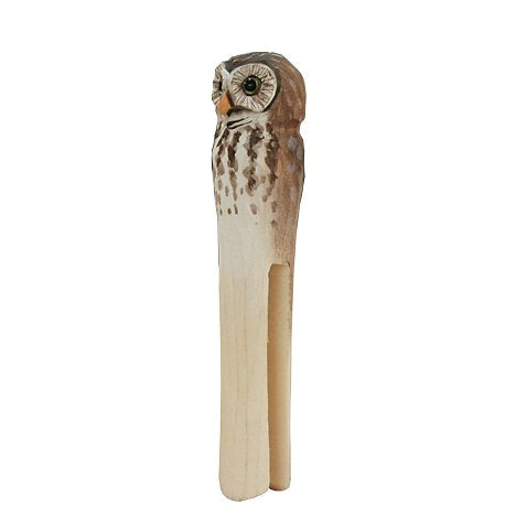 DecoClip Eule Wäscheklammer aus Holzschnitzerei