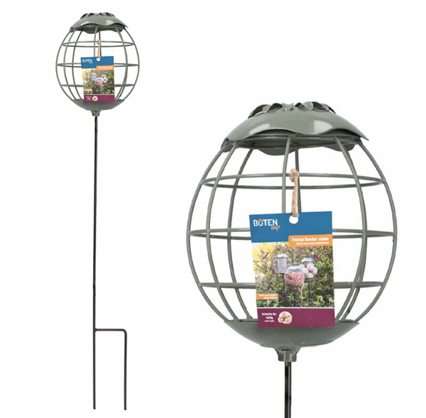 B-Ten Gift Feeder Stake Vetbol Forest – Metalen vetbolhouder op paal – 50 cm