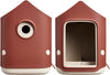 Cosy vogelhuisje en voederhuisje rood naast elkaar