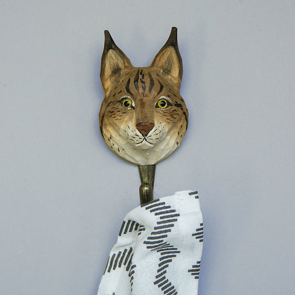 Kledinghaak Lynx – Decoratieve Houten Wandhaak | Wildlife Garden