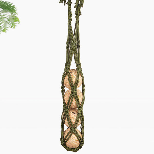 Vetbolhouder macramé INDY 25cm groen