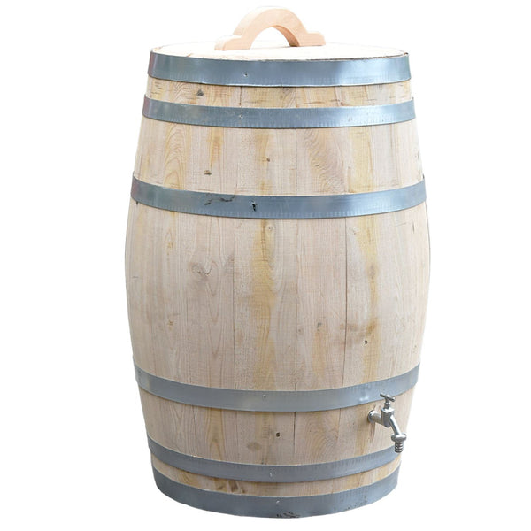 Kastanjehouten regenton 150 liter met chromen kraan