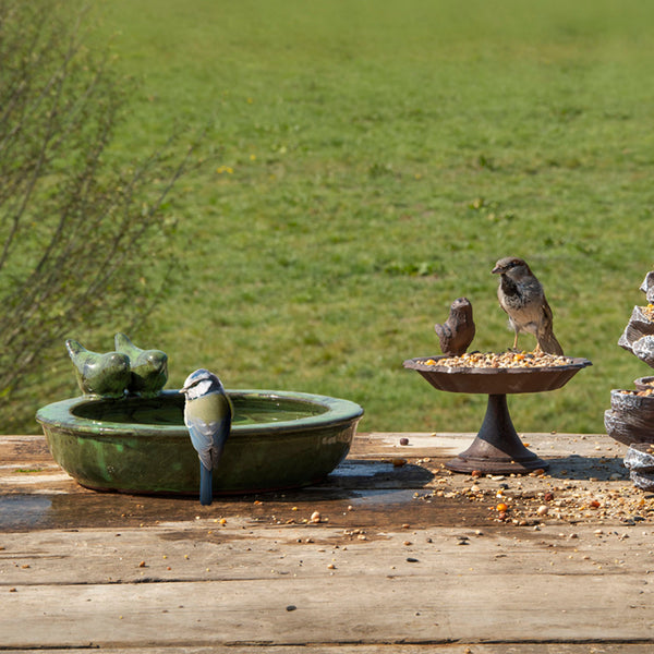 Keramiek vogelbad rond