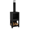Terrace heater with wood storage