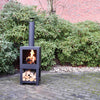 Terrace heater with wood storage