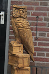 Houtsculptuur uil op stapel boeken 120cm