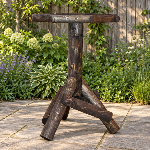 Grote houten vogelvoedertafel 122 cm – Rustiek donker hout