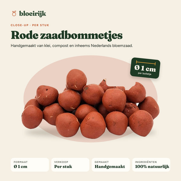 Close-up rode zaadbommetjes, Ø 1 cm