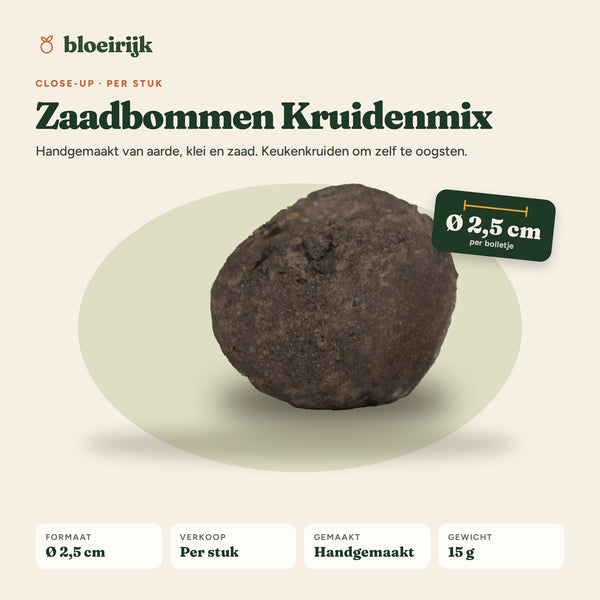 Close-up zaadbom kruidenmix, Ø 2,5 cm