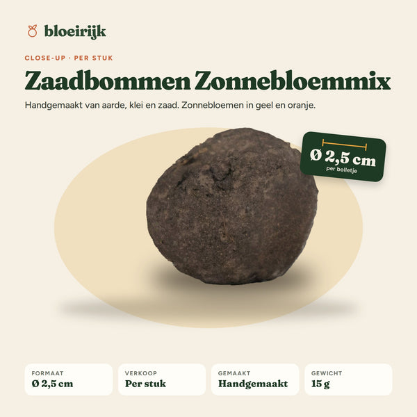 Close-up zaadbom zonnebloemmix, Ø 2,5 cm