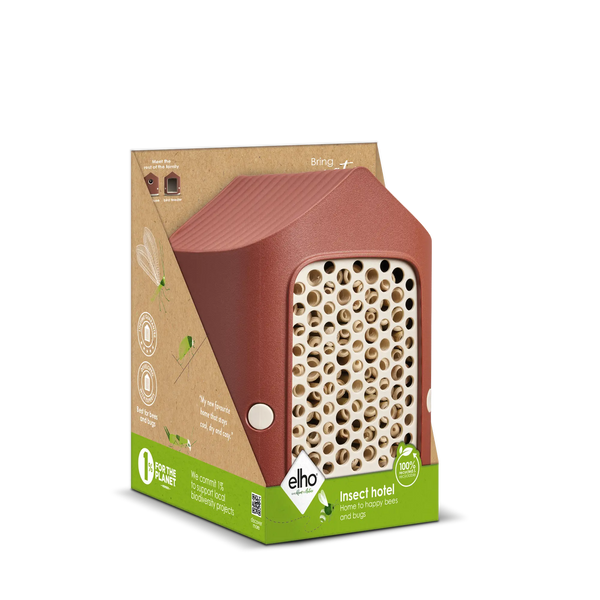 Cosy insectenhotel Toscaans rood – voor solitaire bijen, lieveheersbeestjes & gaasvliegen | Duurzaam gerecycled kunststof