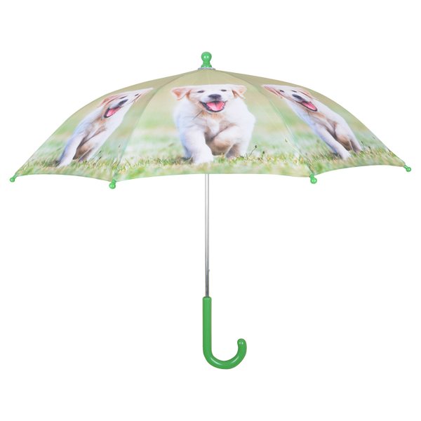 Kinderschirm mit Welpen und Kätzchen im Arsch.