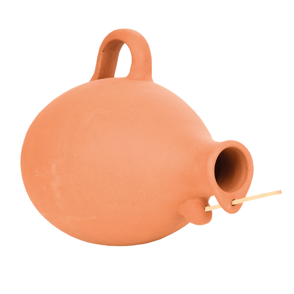 Terracotta tits and sparrows bird pot