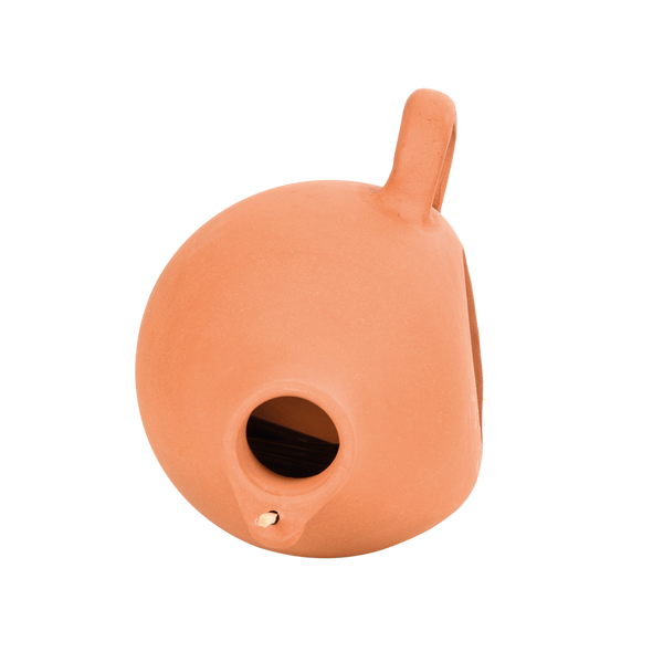 Terracotta tits and sparrows bird pot